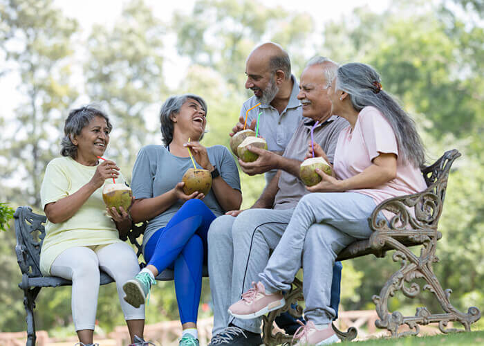 Happy residents of a senior living community